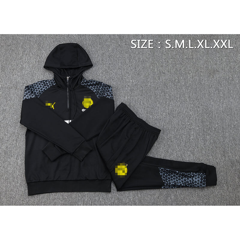 Sudadera de Entrenamiento de Borussia Dortmund 2024/2025 Con Capucha Negro/Amarillo con Estampado